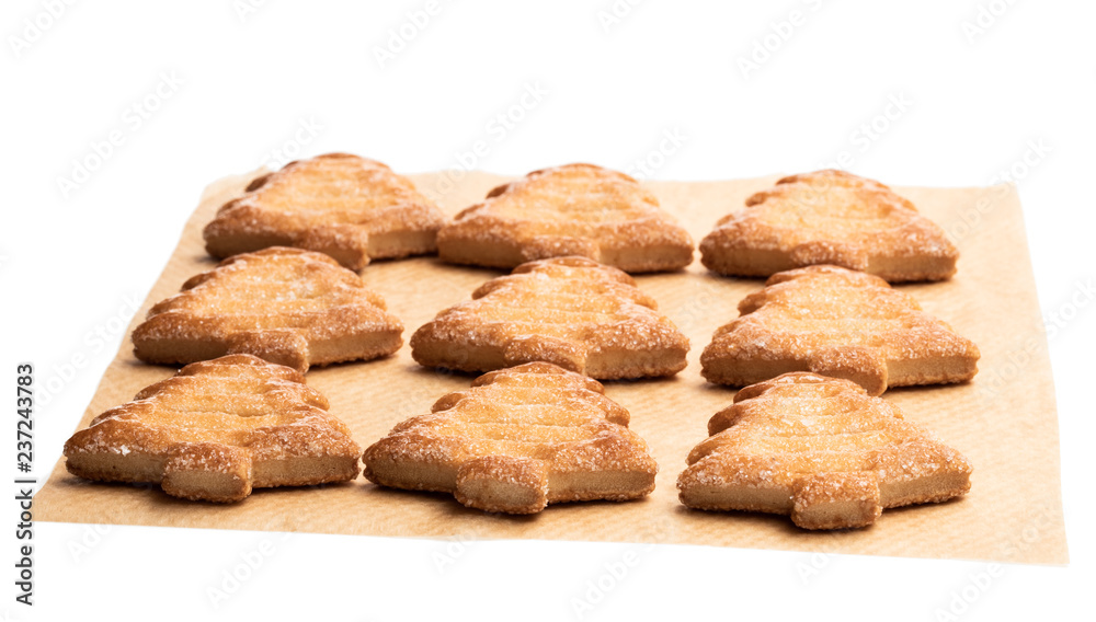 Homemade Christmas tree cookies isolated on white Homemade Christmas tree cookies isolated on white