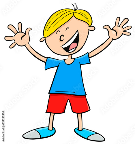 happy kid boy character cartoon illustration