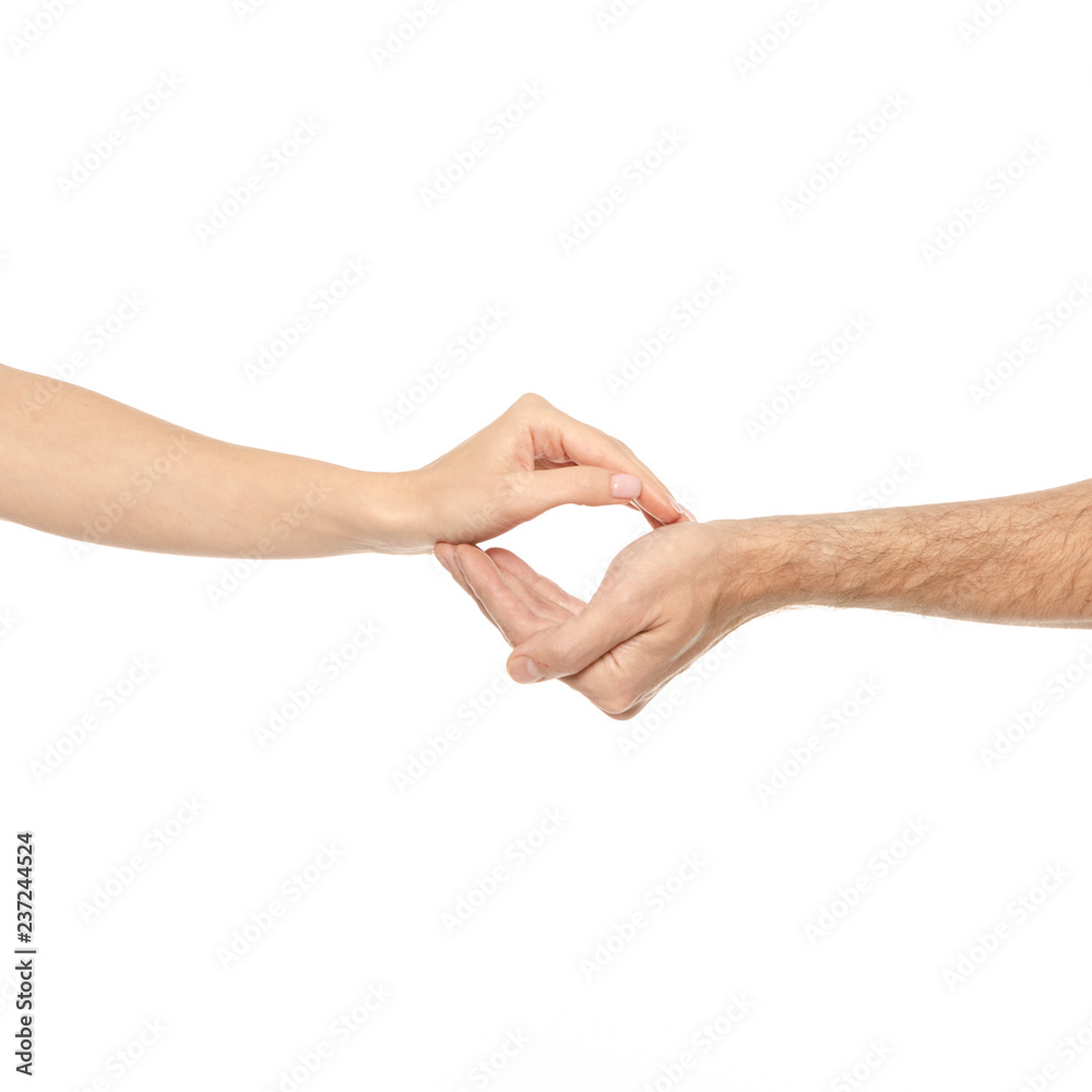 Two hands isolated created a copy space on white background isolation Two hands isolated created a copy space on white background isolation