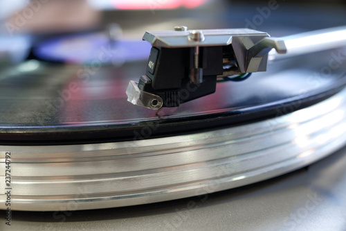 vinyl player closeup