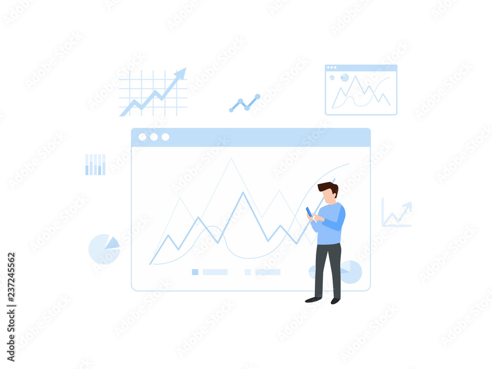 Cartoon man with modern smartphone poster Cartoon man with modern smartphone poster