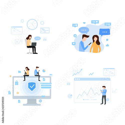 Contemporary world of social media and business communication set