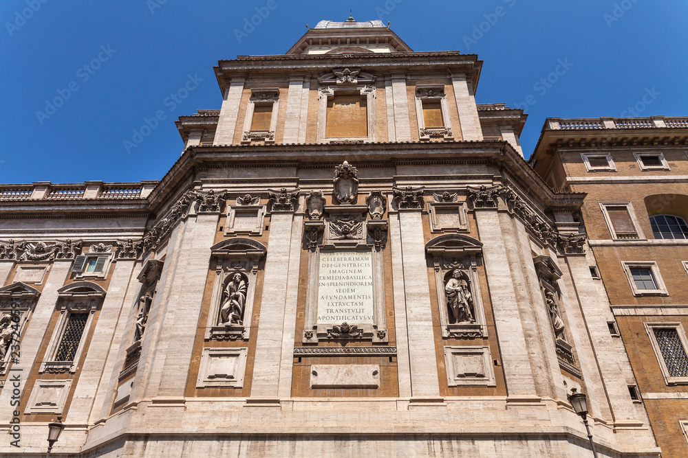 Cappella Paolina Facade with latin inscriptions. Santa Maria Maggiore, Detail Cappella Paolina Facade with latin inscriptions. Santa Maria Maggiore, Detail