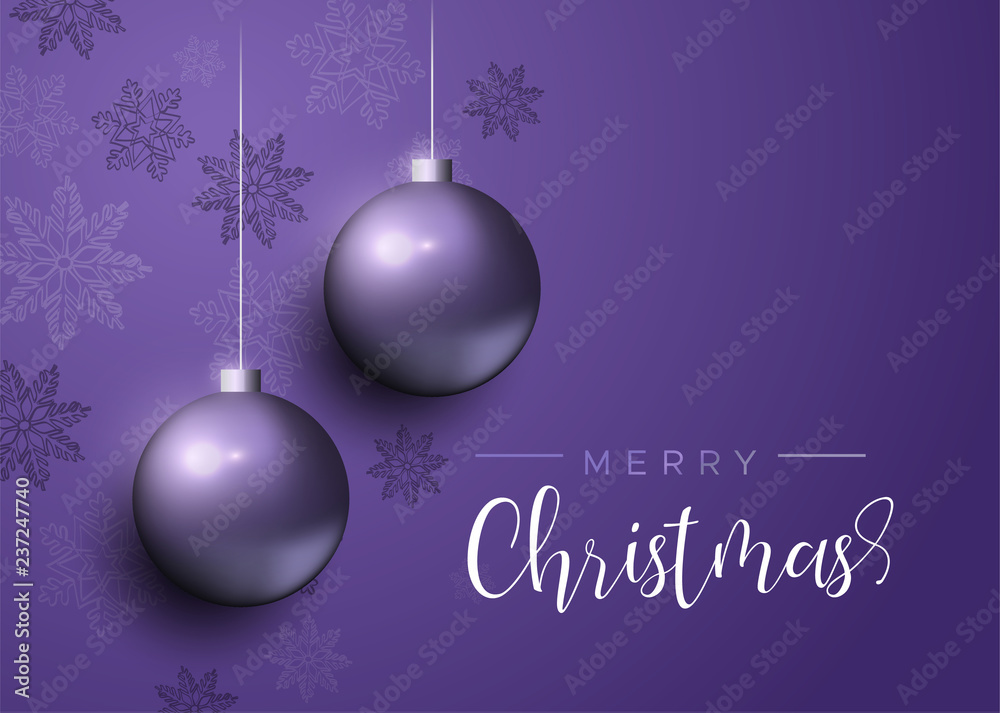 Purple Christmas baubles luxury greeting card Purple Christmas baubles luxury greeting card