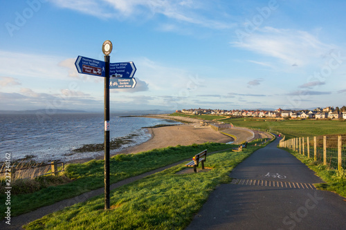 Direction sign at Knowlys Road, Heysham, on the Morecambe Bay Coast, looking towards Sandylands and Morecambe photo