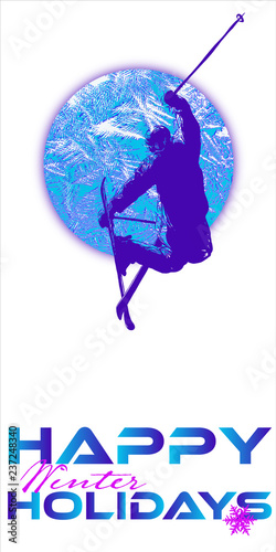 Skifahrer bei frostigem Vollmond
