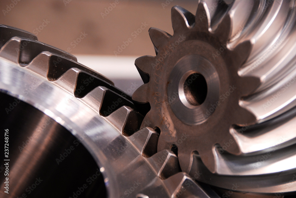 Geer-Wheel gear gear-pinion closeup Geer-Wheel gear gear-pinion closeup