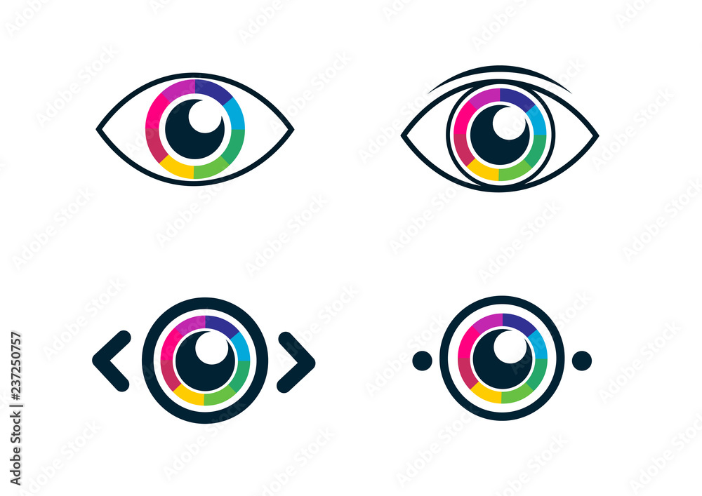 Eye icon - eye symbol. flat eye sign vector. colorful eye icons Eye icon - eye symbol. flat eye sign vector. colorful eye icons