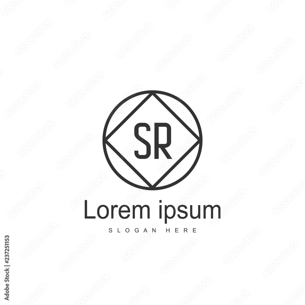 Initial letter SR Logo Template. Minimalist letter logo