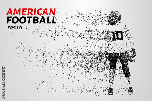 American football. Football of black circles on a light background. The dots create the silhouette of an American football player. Sports, football, touchdown and other concepts illustration.