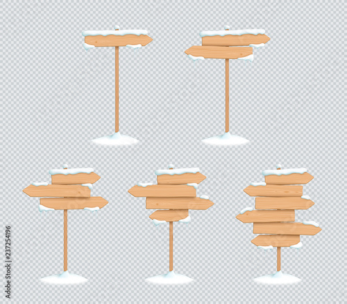 Wooden Sign Winter Snow 3d Direction Arrow Post Set