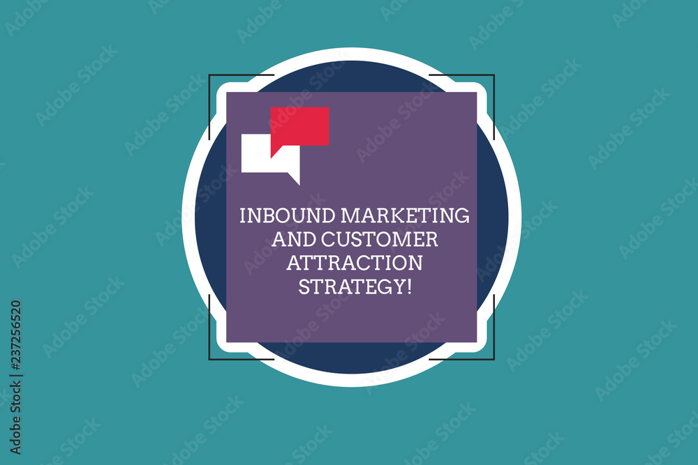 Text sign showing Inbound Marketing And Customer Attraction Strategy. Conceptual photo Promote your product Two Empty Speech Bubble Overlapping on Blank Square Shape above a Circle Text sign showing Inbound Marketing And Customer Attraction Strategy. Conceptual photo Promote your product Two Empty Speech Bubble Overlapping on Blank Square Shape above a Circle