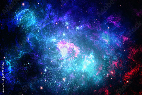 Abstract Colorful Galaxy With Bright Stars All Over in a Space Background
