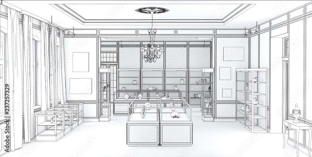 Fototapeta premium museum, exhibition hall, interior visualization, 3D illustration