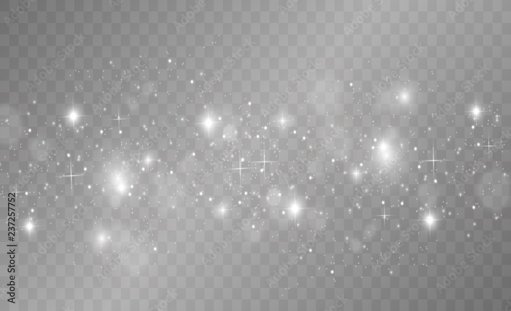 White sparks and golden stars glitter special light effect. Vector ...