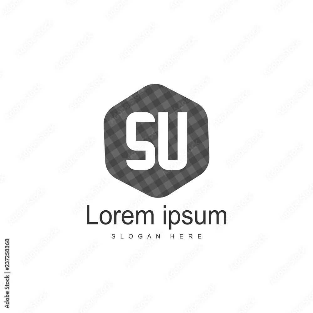 Fototapeta premium Initial letter SU Logo Template. Minimalist letter logo