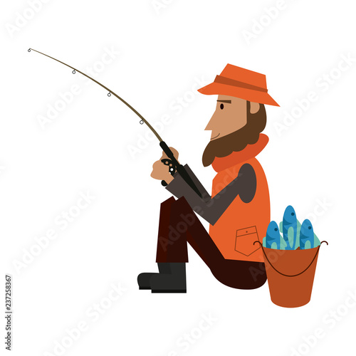 Fisherman with rod