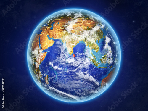 Fototapeta Naklejka Na Ścianę i Meble -  Sri Lanka from space. Planet Earth with country borders and extremely high detail of planet surface and clouds.