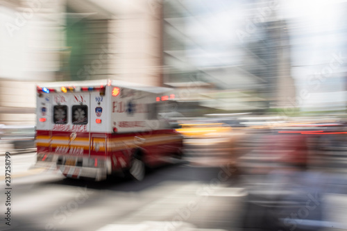 FDNY ambulance racing through new york city