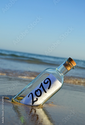 Invitation for a party at the end of the year 2019 on the beach 