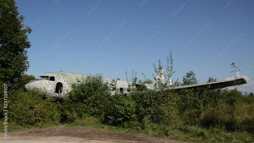 Wreck of Douglas C-47. Old Abandoned plane at Yugoslav Air Base Zeljava ...