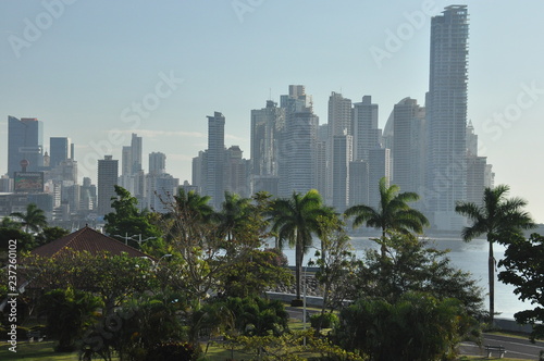 Panama city with high skyscrapers and port on the Pacific coast © TRINGA