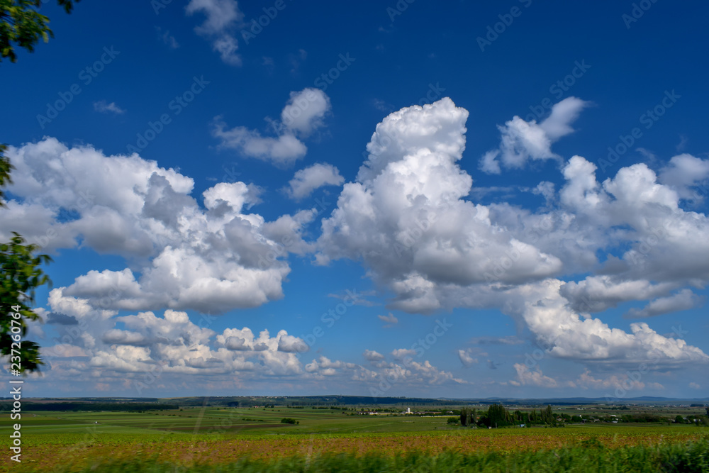 Panoramic View Of The Sky That Meets The Spring Horizon, Romania Panoramic View Of The Sky That Meets The Spring Horizon, Romania