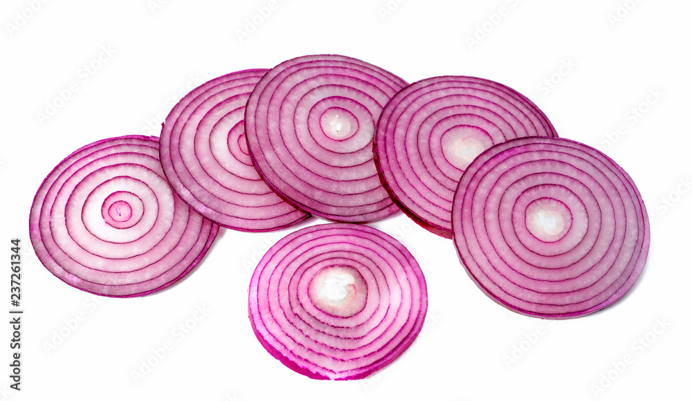 Sliced red onion on white background Sliced red onion on white background