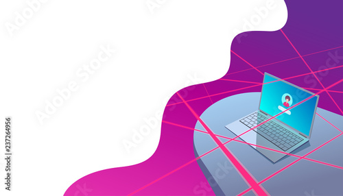 Vector illustration of a strong personal data protection system on a computer