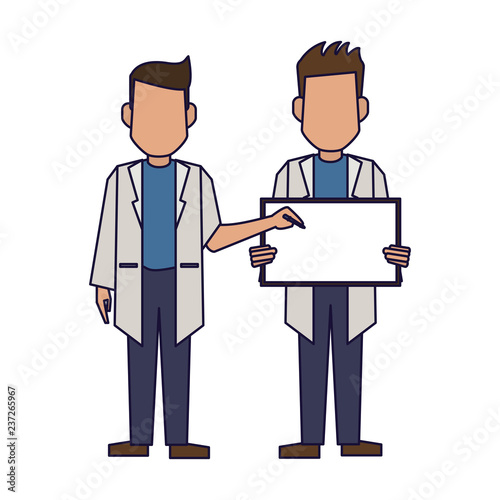 Doctors with blank sign