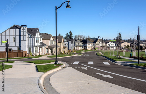 Row of houses in Wilsonville Oregon. photo