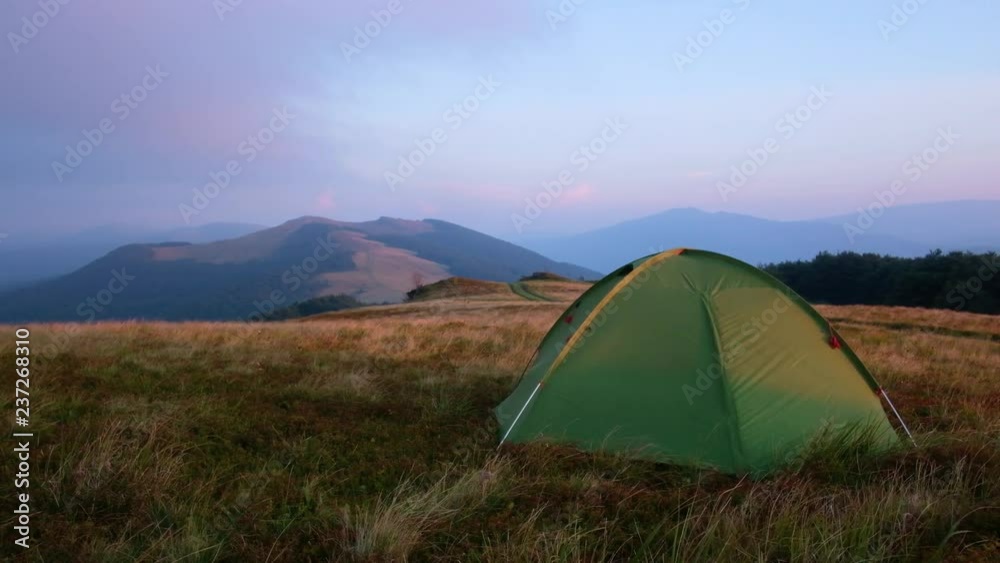 Tent on autumn mountains. Carpathians, Ukraine Europe Tent on autumn mountains. Carpathians, Ukraine Europe