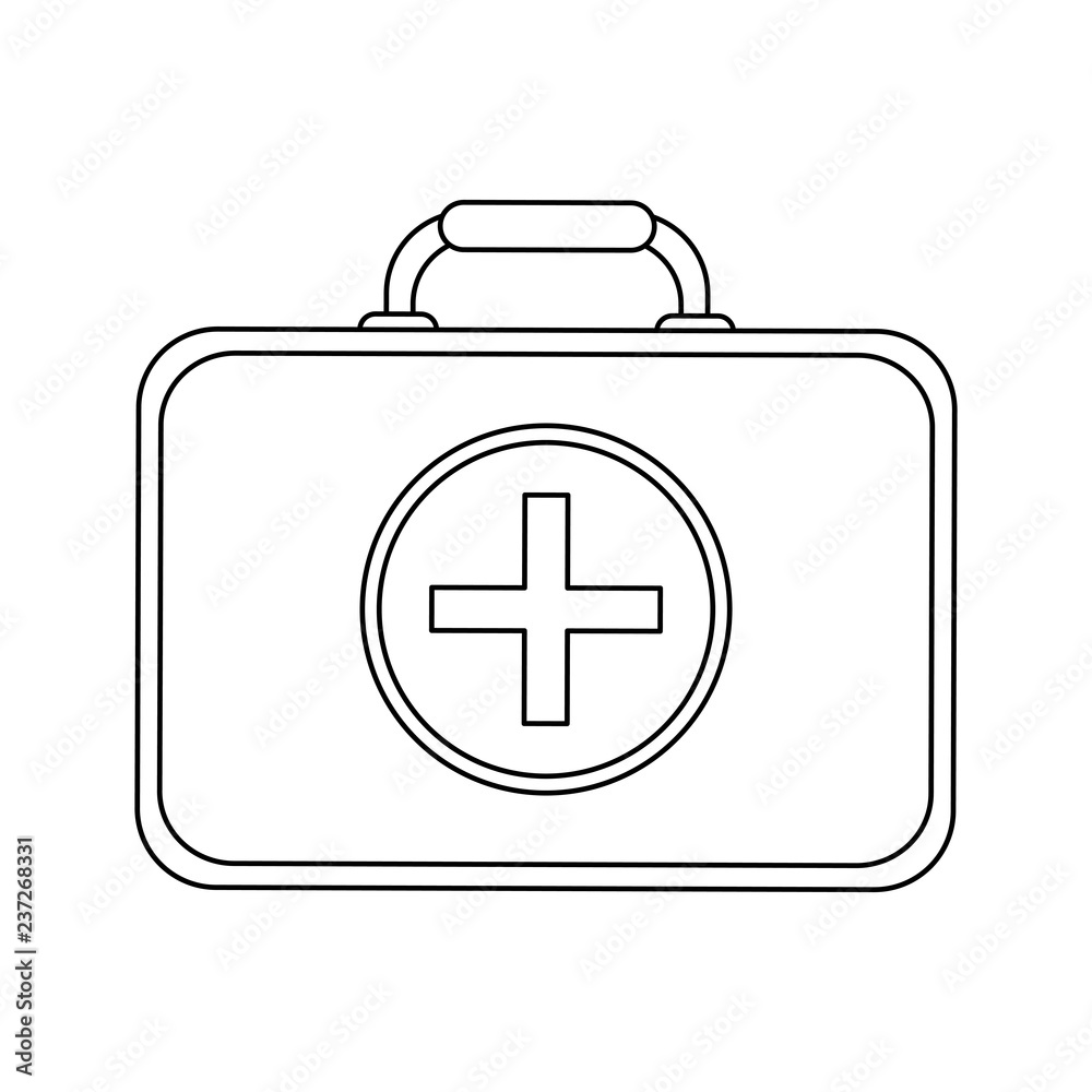 Obraz premium Medical first aids suitcase black and white