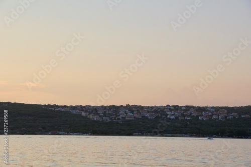 Sunset on the sea close to Punat on Krk island, Croatia