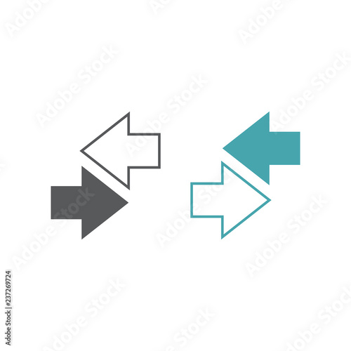 Vector arrows to the opposite sides.