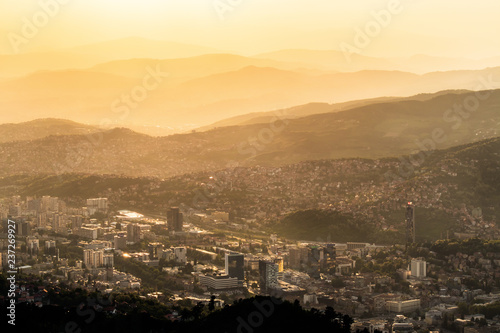 Sarajevo panorama at sunset