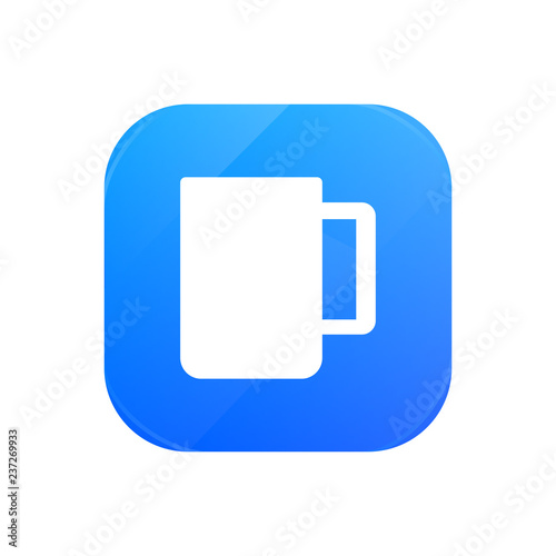 Cup flat icon, mug glossy icon isolated on white background
