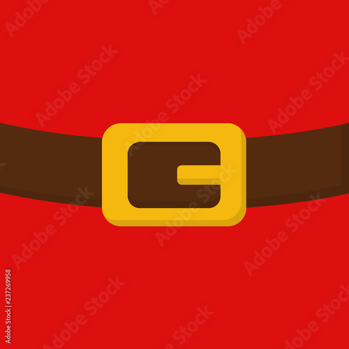 Christmas Santa Claus trousers vector illustration. Santa simple square icon, red pants with brown belt with yellow, gold buckle.