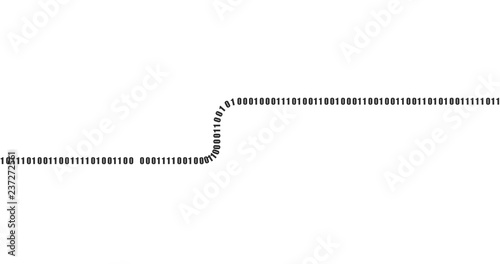 Coding or Hacker concept. Vector matrix background. Horizontal Stream or letter S of binary code on screen. Data and technology, decryption and encryption, computer matrix background digits 1 and 0.