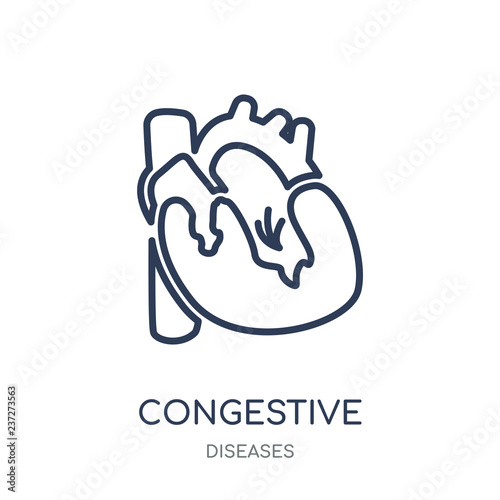 Congestive heart disease icon. Congestive heart disease linear symbol design from Diseases collection.