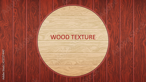 Brown wooden board. Woody oak texture. The form of parquet, laminate flooring, furniture. Grunge colored wood background. Vector illustration. Template for design decoration.