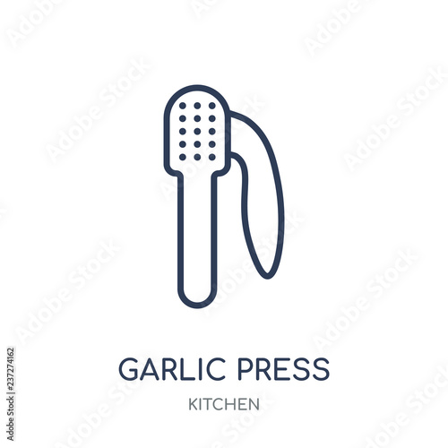 garlic press icon. garlic press linear symbol design from Kitchen collection.