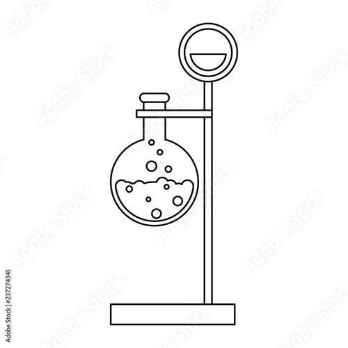 Chemistry flask with support stand black and white
