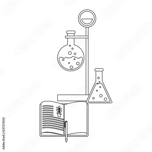 Science experiments and investigation black and white