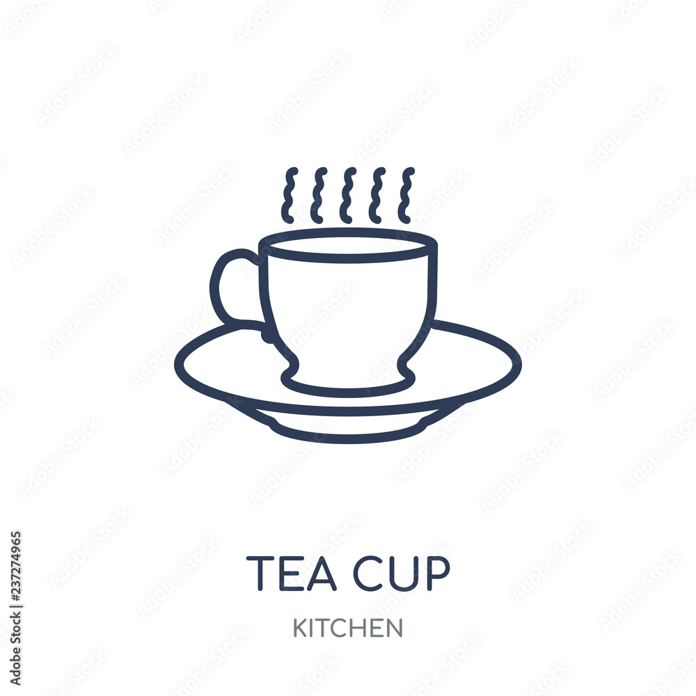 Tea cup icon. Tea cup linear symbol design from Kitchen collection. Tea cup icon. Tea cup linear symbol design from Kitchen collection.