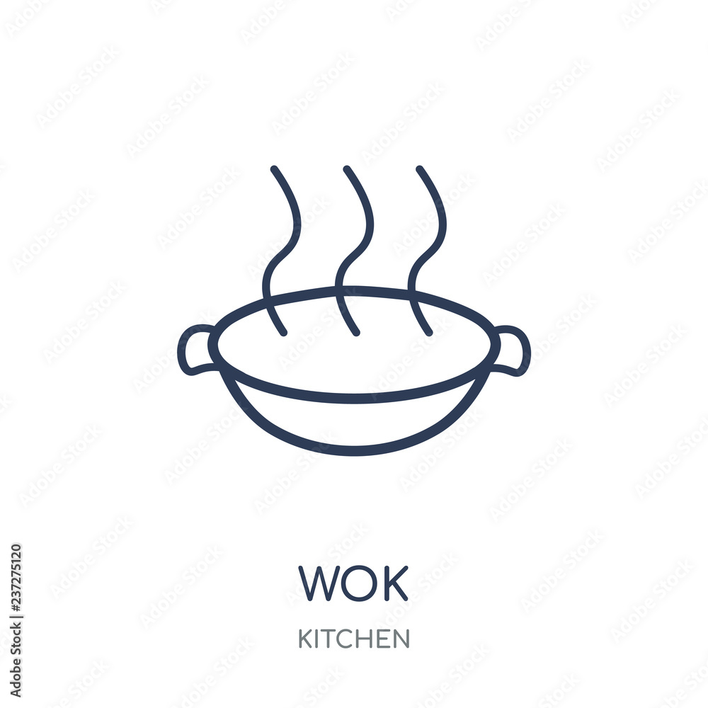 wok icon. wok linear symbol design from Kitchen collection. Stock Vector |  Adobe Stock