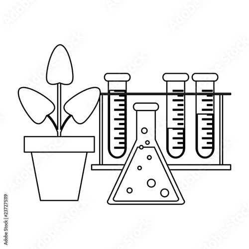 Science experiments and investigation black and white