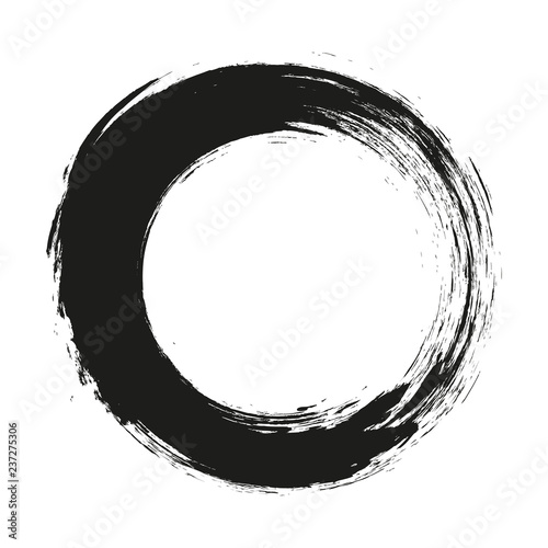 vector brush strokes circles of paint on white background. Ink hand drawn paint brush circle. Logo, label design element vector illustration. Black abstract circle. Frame.