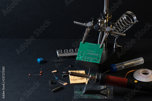 Modern technologies. The components of the main board in the process of assembling the finished device for further use