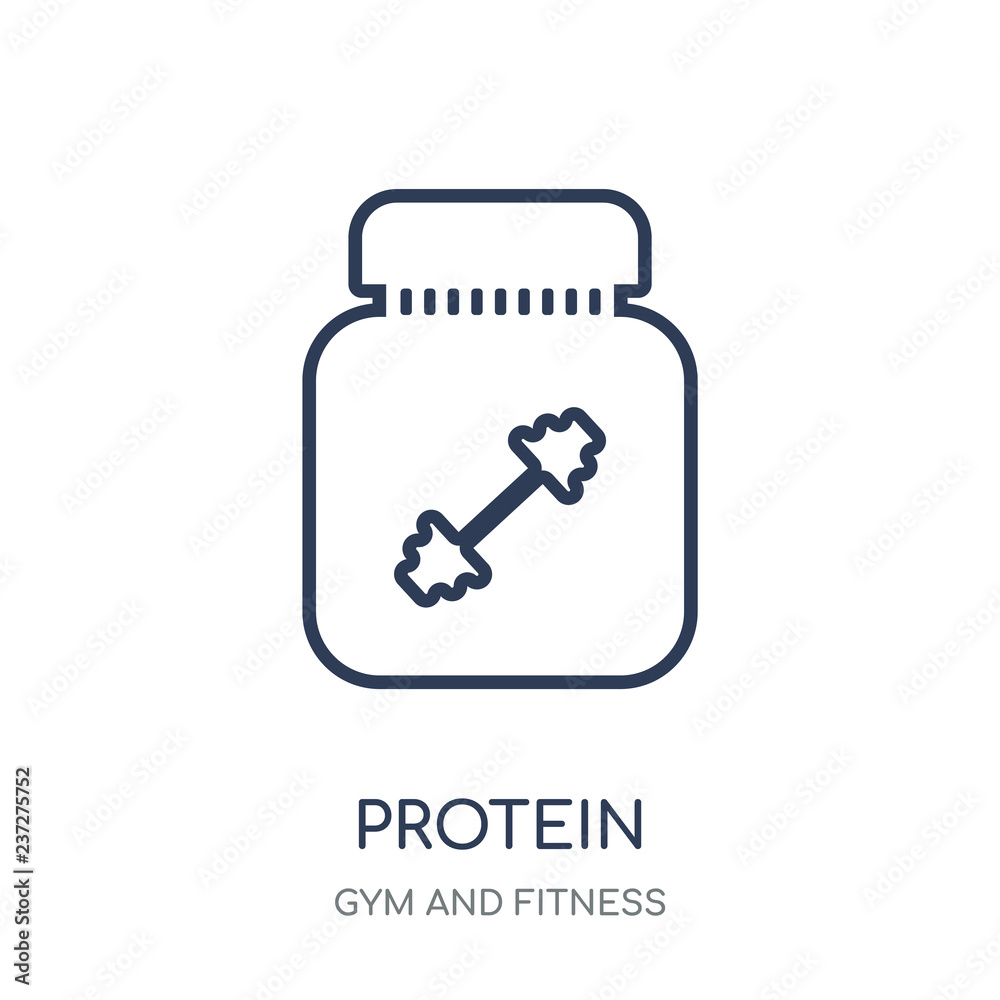 Protein icon. Protein linear symbol design from Gym and Fitness collection. Protein icon. Protein linear symbol design from Gym and Fitness collection.